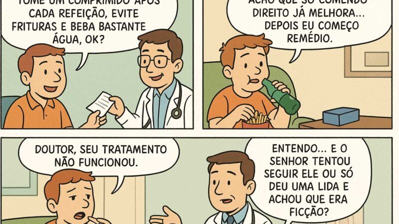 Tirinha sobre tratamento médico que não funciona